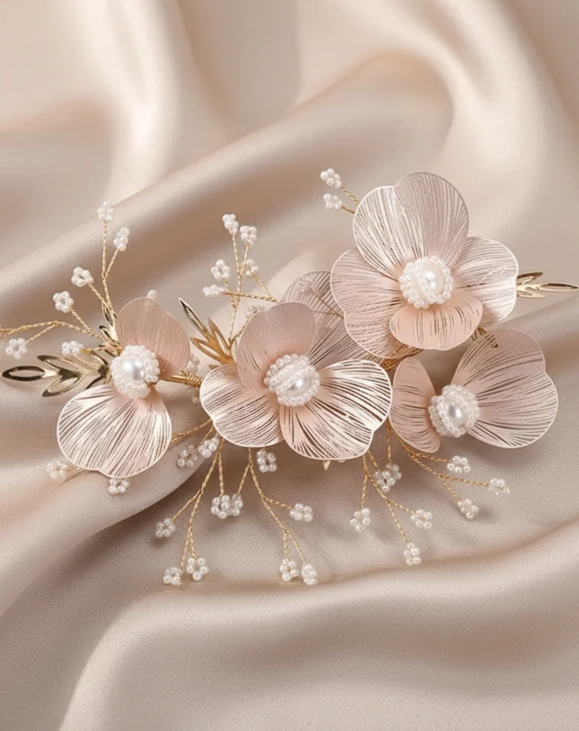 Rose Gold/Silver Flowers Clip