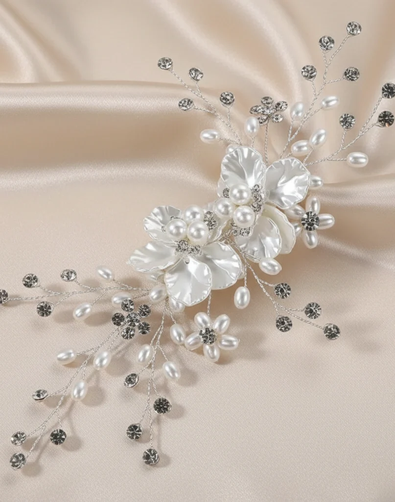 White Flower & Pearl Clip