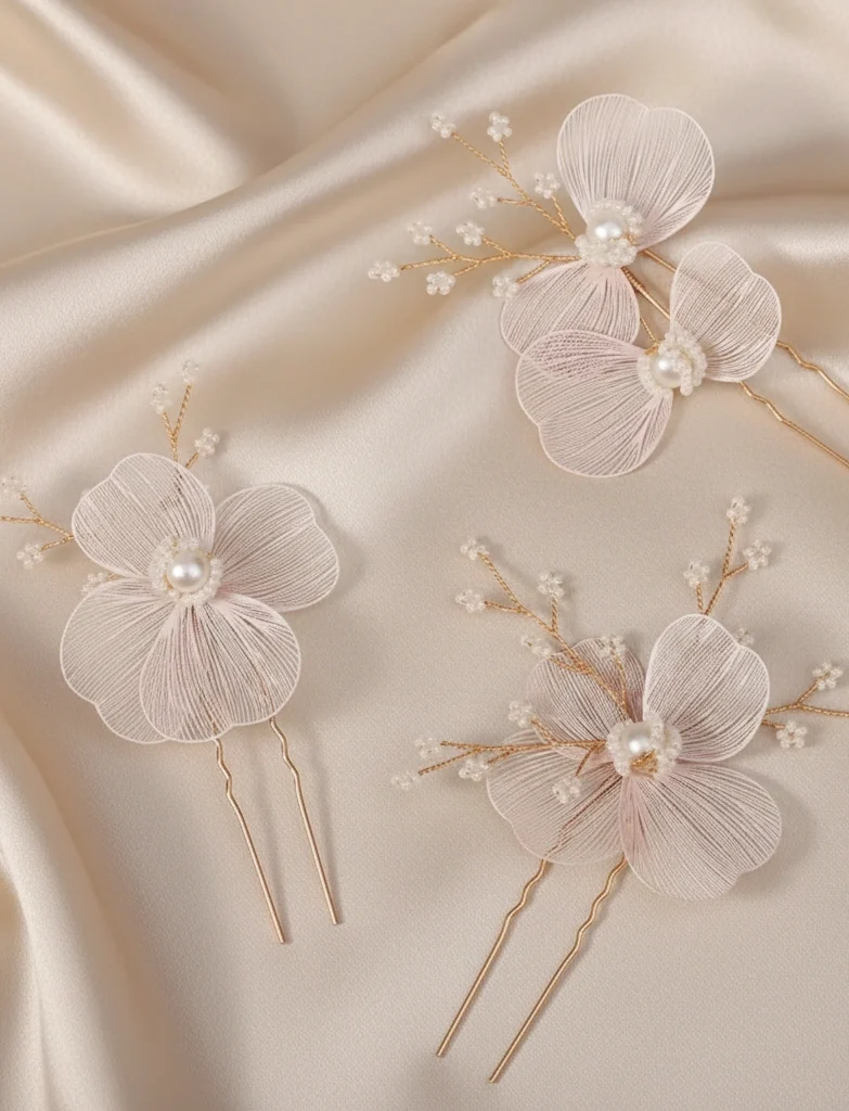 Three Rose Gold Flower Pins