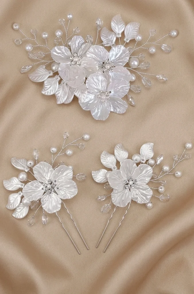 Silver Hair Comb & Pin Set