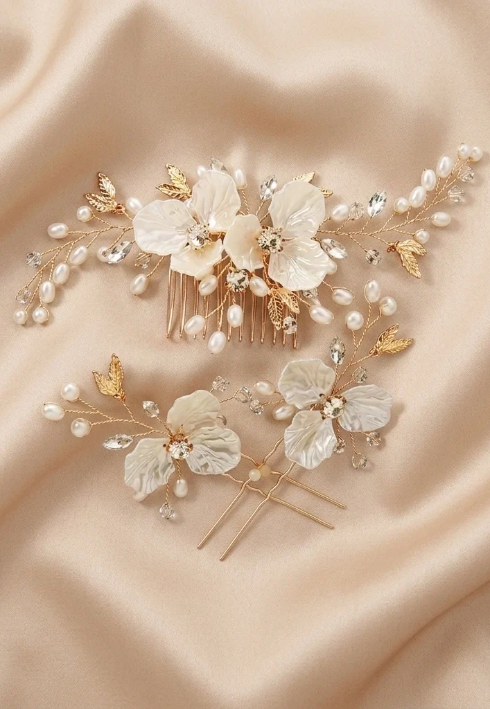 Gold/Silver Hair Comb & Pin Set